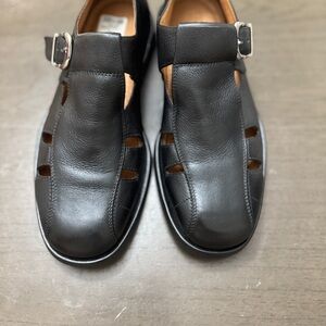 Sandro Black Leather Fisherman Sandals with Buckle